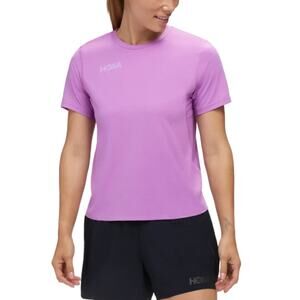 HOKA Womens Short Sleeve Purple Performance T Shirt Running Top